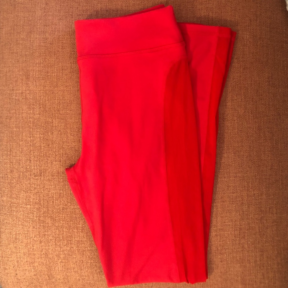 Red High-Waisted Pureluxe Mesh Leggings